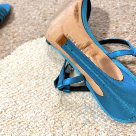 Tibi Vivian Satin Strappy Sandal Heels in Blue Orchid Size 7 - Picture 9 of 12